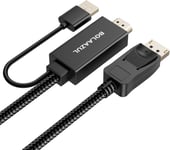 Câble HDMI vers DisplayPort 4K@60Hz Noir,unidirectionnel source HDMI (entrée mâle) vers Display Port (sortie mâle) câble de moniteur,alimenté par USB,pour PS5,PS4 Pro,ordinateur portable