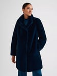 Hobbs Petite Maddox Faux Fur Coat, Steel Blue