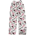 Hello Kitty Flanell Pyjamas Mjuka Kawaii Pyjamas Hembyxor Cartoon Casual Anime Bekväma Höst- och Vintervarma Pyjamas Casual Byxor White XXL