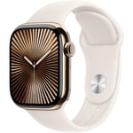 Apple Watch Series 10 42mm Gold Titanium Case GPS + Cellular Sport Band (S/M)[Starlight]