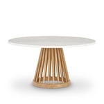 Tom Dixon - Fan Large Natural Side Table, Rund toppskiva i marmor Ø90 - Vit - Sofabord - Hvit - Tre/Stein