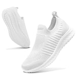 Basket Femme Respirantes Slip on pour Sneakers Femmes Chaussure de Running Fitness Légères Sneakers,Blanc,38 EU