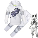 2023-dj Marshmello Kids White 3d- printed skjorta Set Halloween Carnival Party Costume R_a - Perfet 120cm