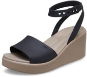 Crocs Women's Brooklyn Ankle Strap Wedge Sandal, Black/Mushroom, 9 UK