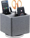 Range Télécommandes, (360 Degrés Tournant) Porte Telecommande Tv, Support Telecommande Avec 3 Compartiments, Pratique Organisateur Bureau, Porte Lunettes, Télécommande, Téléphone Et Loupe