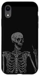 iPhone XR Cool Skeleton Rock Roll Music Sign Black Phone Cover Case