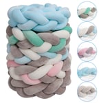 Einfeben - Tour de Lit Coussin Serpent Coussin Tressé Pare-chocs Velours Protection Bébé 2M Gris