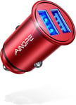 Chargeur De Voiture, Ultra Compact 2 Ports Usb 5v / 4.8a En Alliage D'aluminium Chargeur Allume Cigare, Charge Rapide Pour Iphone Xr/Xs/ /X/8/7/Ipad Pro/Air 2/Mini, Galaxy,Htc Etc-(Rouge)[L606]