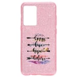 Coque Iphone 12 MINI paillettes rose plumes boho