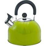 GREEN 2.5L STAINLESS STEEL WHISTLING KETTLE GAS ELECTRIC INDUCTION HOBS CAMPING