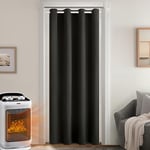 MIULEE Rideau Thermique Isolant Anti Froid et Chaleur avec Doublure, Noir Rideau de Porte Isolant Thermique Lot de 1, Double Rideaux Occultant et Thermique Epais 132x245 CM