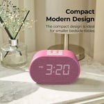 Alarm Clock Bedside i-Box  USB Charger & FM Radio, LED Backlit, USB Charger PINK