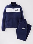 Puma Boys Tracksuit - Navy/White - Navy, Navy, Size 7-8 Years