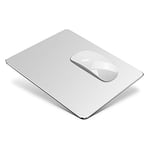 VAYDEER Tapis de Souris Rigide Double Face en Aluminium Surface Lisse et Mince pour Contrôle Rapide et Précis des Jeux et du Bureau - Étanche - Design Mac - Argenté - 23x18 cm (Petit)