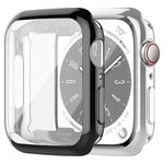 SOLOLUP 2 Pièces Coque pour Apple Watch Series 9 8 7 45mm Protecteur D'écran，Protection Complète Anti-Chute Cover TPU Souple Case HD Clair Ultra Film pour iWatch Series 45mm，Noir argent