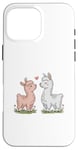 Coque pour iPhone 16 Pro Max Llama Love Heart Flower Cute Women Kids Men Valentines Day