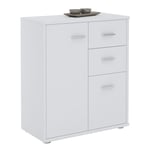 Idimex - Buffet remy, commode meuble de rangement avec 2 tiroirs et 2 portes, en mélaminé blanc mat - Blanc