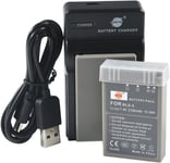 BLS-5 Li-ION Batterie (2-Pack) et Chargeur USB Costume pour Olympus E-400 E-410 E-420 E-450 E-600 E-620 E-P1 E-P2 E-P3