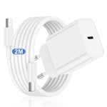 20W iPhone 16 15 Rapide Chargeur avec 2M USB C C?ble,60W Type C Cable Charge Rapide Compatible avec Apple iPhone 16 Pro 16 15 Plus 15 Pro Max iPad Air MacBook Pro Galaxy,USBC Prise Secteur Adaptateur