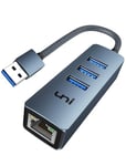 HUB USB Ethernet, uni Adaptateur USB Ethernet 1000Mbps RJ45 et 5Gbps Ports USB 3.0 [Aluminium, Nylon] pour MacBook, iMac, Mac, XPS, Surface Pro, Linux, Chromebook