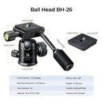 K&F Concept 26mm Metal Tripod Ball Head with Handle, 360 Panoramic with 1/4 i...