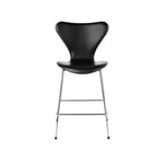 Fritz Hansen - 3187 Sjuan - Helklädd, Läder, Essential Black - Barstolar - Arne Jacobsen - Svart - Läder/Metall/Trä