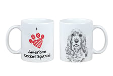 American Cocker Spaniel - koira-muki, hurmaava muki grafiikalla, lahja omalla valokuvallasi Art-Dog -brändiltä