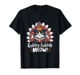 Funny Thanksgiving Costume Humor Cat Turkey Dobble Meow T-Shirt