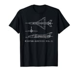 MiG 21 Russian Fighter Plane Vintage Diagram Art T-Shirt