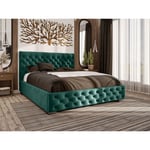 Lit double 200x200 avec tiroir de lit Monaco - Lit design Chesterfield - Vert (Monolith 37)