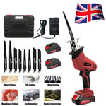 21V Reciprocating Saw Cordless Hand Saw Electric Wood Metal Cutter +2 Battery UK