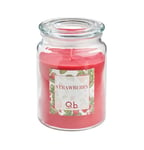 SCENT de Q.b. by MOPITA, Bougie parfumée en grand pot, bocal en verre avec couvercle, parfum Strawberry, durée 85-95 heures, 510 g, 10 x 10 x 14,5 cm