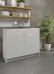 Kitchen Base Sink Unit 1000mm Storage Cabinet With Doors 100cm - White Gloss