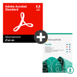 Pack Adobe Acrobat Standard + Microsoft 365 Famille - 6 utilisateurs - Abonnement 1 an