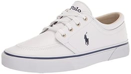 Polo Ralph Lauren Homme Faxon Low Basket, Blanc, Bleu Marine, 42 EU