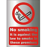 Prohibition Sign Against The Law to Smoke on These Premises Acrylic Silver, Red 20 x 15 cm