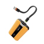 VEEKTOMX PD 30W Batterie Externe 10,000 mAh avec Détachables Deux Ports Cordon Intégré, Petit Portable Power Bank Charge Rapide Batterie Chargeur pour iPhone/Samsung/Ordinateur/Tablette (Jaune Ambré)