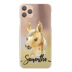 Personalised Case For Apple iPod touch (7th Gen), Initials/Name on Palomino Horse Pony Print Hard Cover