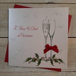 WHITE COTTON CARDS X53 To Mum and Dad At Christmas Handmade Christmas Card, White,16cm x 16cm