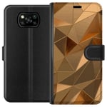 Tegnebogsetui til Xiaomi Poco X3 NFC med 3D Guld motiv