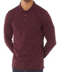 FRENCH CONNECTION FCUK Mens Dark Red Long Sleeve Polo Shirt | Size Small