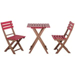 Outsunny Ensemble Bistro de Jardin 3 pièces, Ensemble Salon de Jardin, avec 1 Table et 2 chaises Pliantes, Bois de pin, Rouge