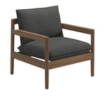 Gloster - Saranac Lounge Chair - Fabric Grade B - Blend Coal - Loungestoler - Mark Gabbertas - Tre farget - Tre