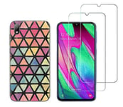 NOVAGO Compatible avec Huawei Y5 2019 (Pack 3 en 1) Coque Souple et Solide Transparente + 2 Films en Verre trempé résistants Anti Casse écran (Films Plus Petits Que l'écran)- Triangles