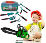 Kids Large Chainsaw Battery Operated Realistic with Gardening Tool Set Toys