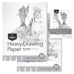 Castle Art Supplies Heavy Drawing Sketchpad Paper 9 x 12in | 2-Pack | 50 Sheets Each (160gsm/98lb) Extra White, Smooth Artist Paper | Acid Free | The Go-to Pad for All Artists (9 x 12, 2-Pack)