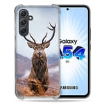 Cokitec Coque Renforcée en Verre Trempé pour Samsung Galaxy A54 5G Chasse Chevreuil Montagne