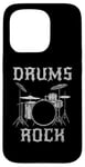 Coque pour iPhone 15 Pro Batterie Rock, batteur fête des pères musicien rock Goth