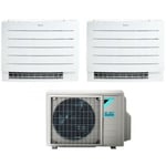 Floor standing dual split air conditioner perfera fvxm-a 7+9 with 2mxm50m9/n r-32 wi-fi integrated 7000+9000 with infrared remote control included