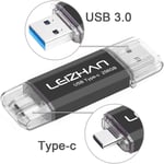 Clé USB Type C 256 Go USB 3.0 OTG Flash Drive USB pour Huawei Samsung Smartphone Android de Type C-Noir